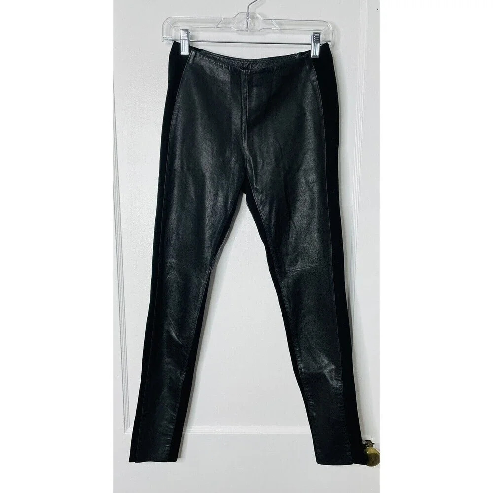Illia Womens Sz XS Liquid Leather Two-Toned Black Leggings Geuine Leather NWT